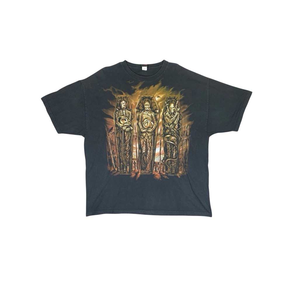 Hot Leathers Shirt Men's 3XL Black T-Shirt Graphic Skull Y2K Grunge Skater